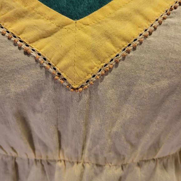 Anthropologie Odille Floral Embroidered Hem Yellow Tank Medium - Picture 2 of 11